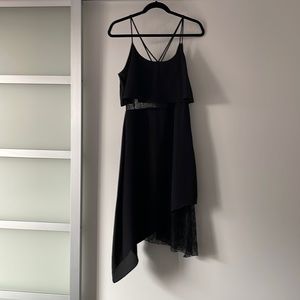 Black satin lace dress